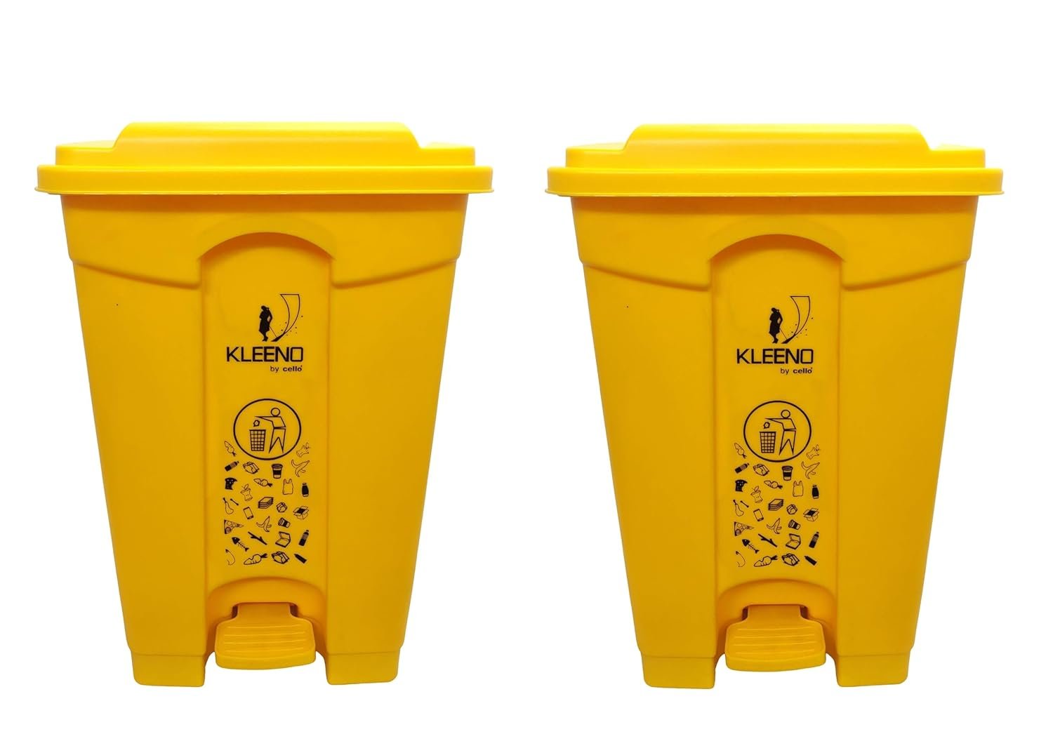 Cello Strong Plastic Step-On Pedal Garbage Dustbin 60 Ltr (Orange & Orange) Combo