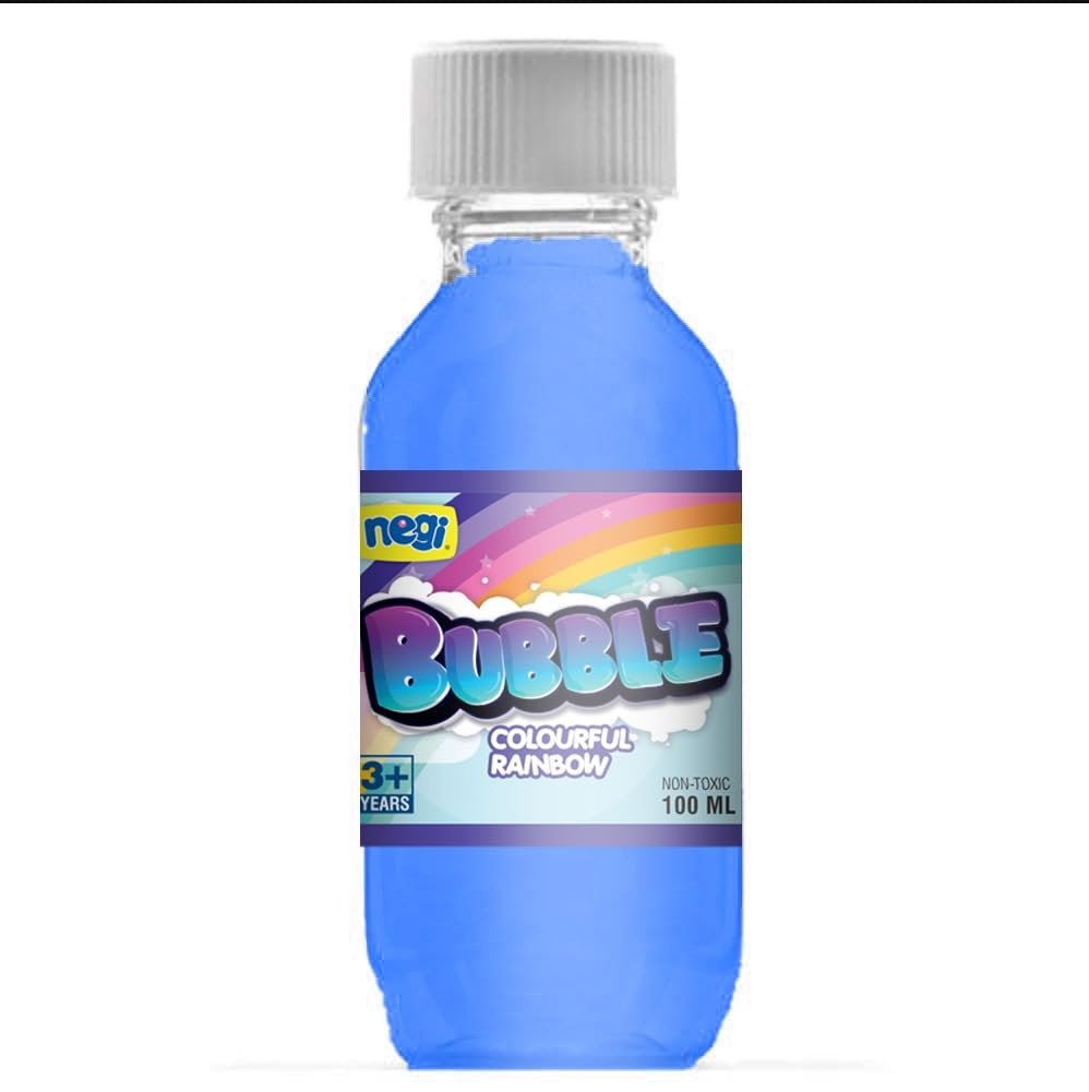 NEGI 100 ML Bubble Liquid Bottle Blue – Safe & Colorful Bubble Solution for Kids, Perfect Refill for Bubble Toys, Wands & Machines, Outdoor Fun Playtime for Kids