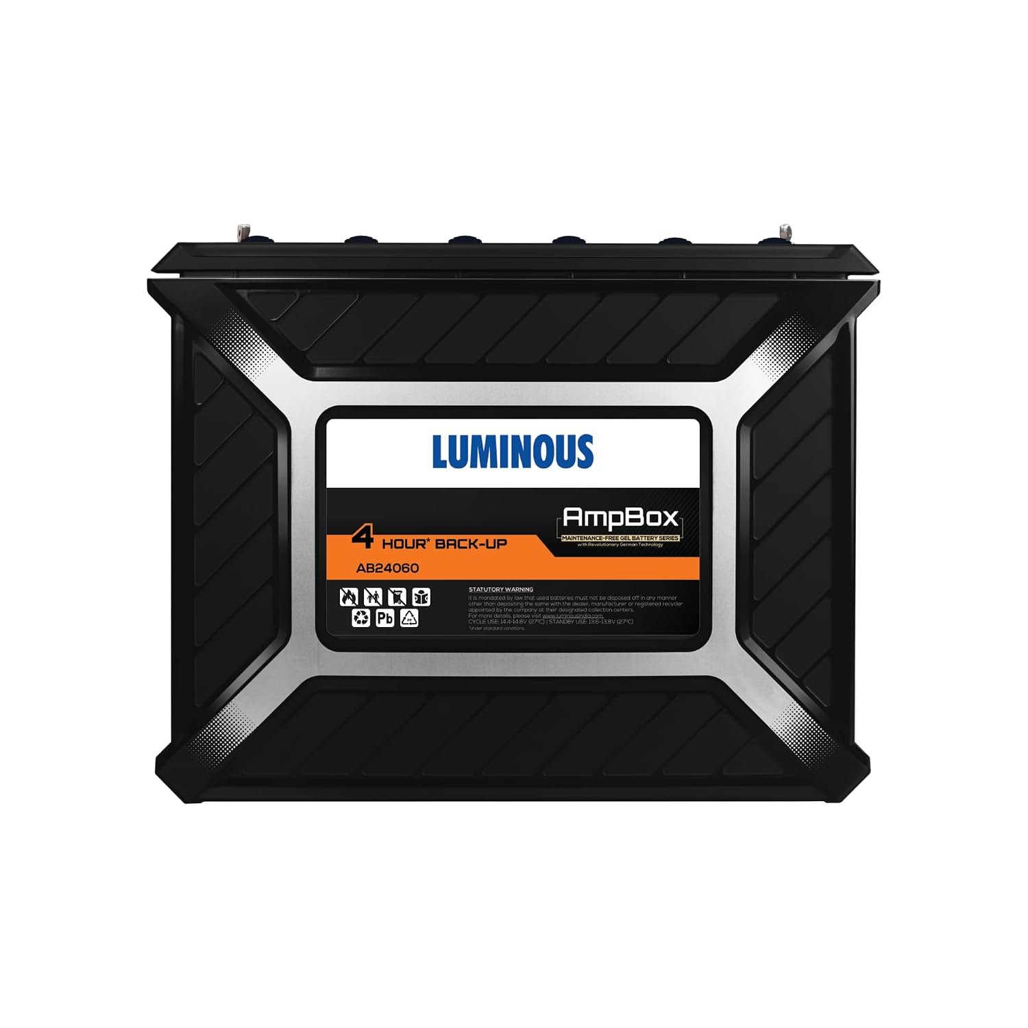 Luminous Ampbox AB24060 Gel Battery for Home, Office & Shops | Tall Tubular Battery | 4hr Backup | Maintenance Free | German Technology | Durable & Reliable | 60 Months Warranty by Luminous | 