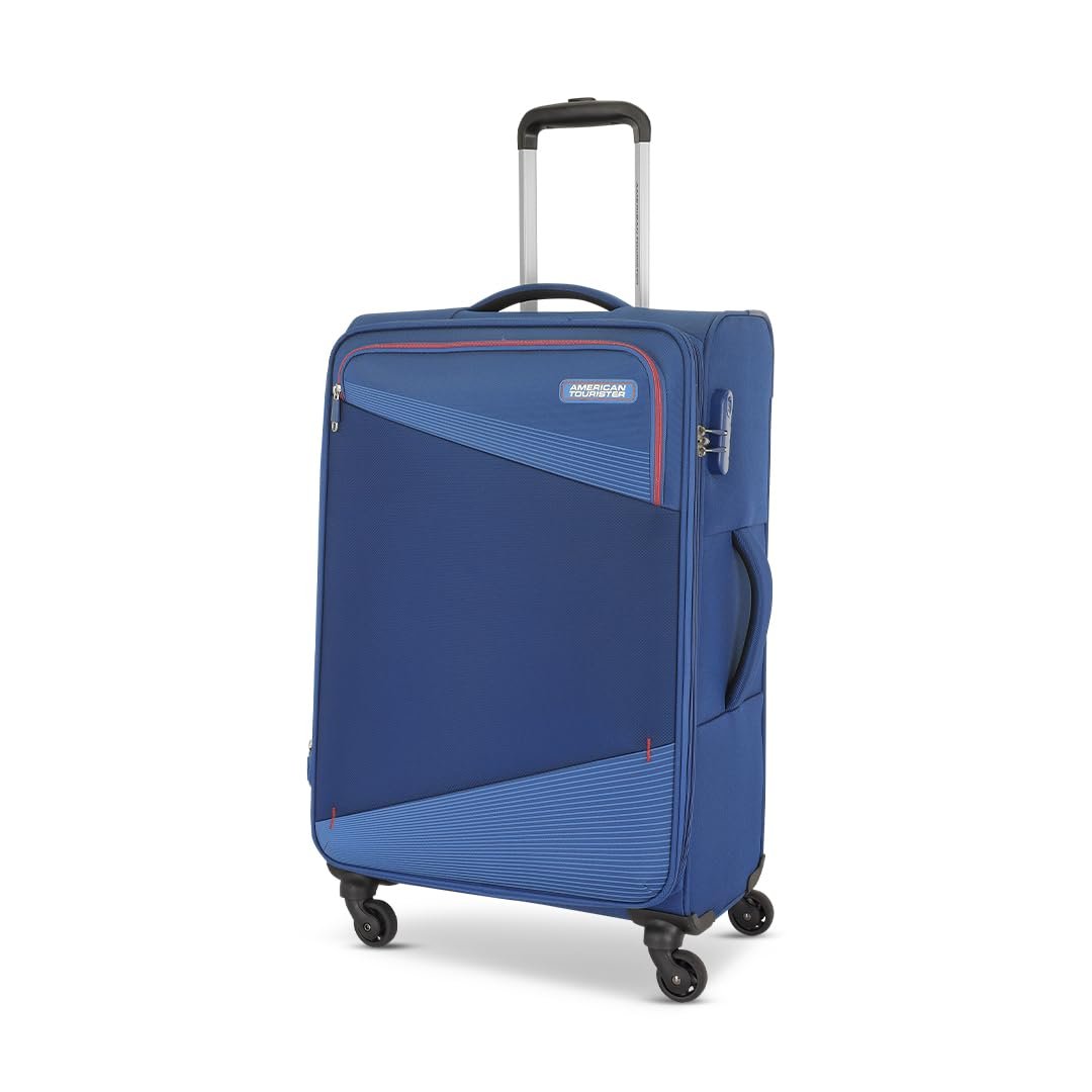 American Tourister Mystic | Luggage Trolley Bag (83 cm) | 360° 4 Wheel Travel Luggage | 1 Compartments | Soft Luggage Polyester Expandable Suitcase | Combination Lock | 3 Years Warranty | Dutch Blue