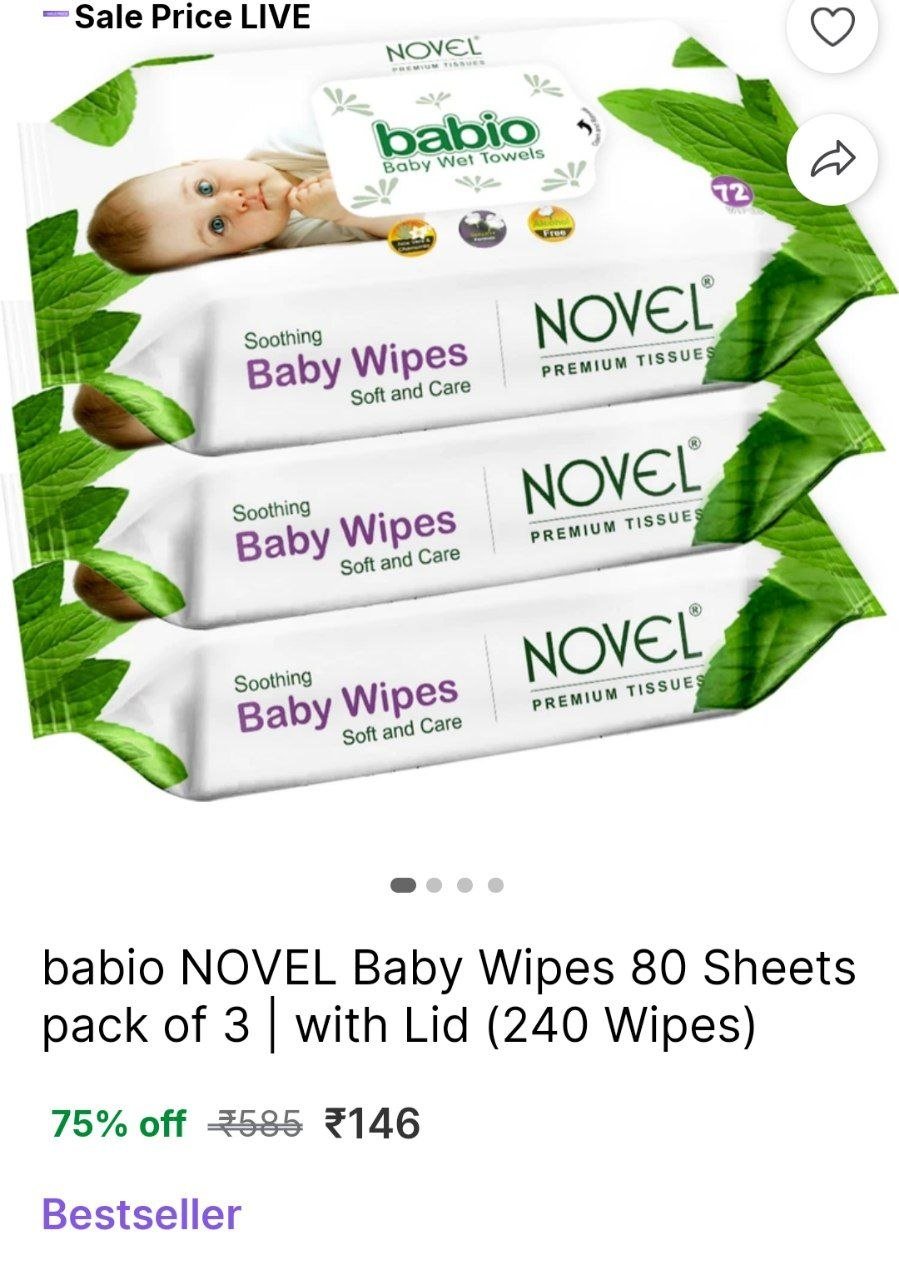 babio NOVEL Baby Wipes 80 Sheets pack of 3 | with Lid Price in India - Buy babio NOVEL Baby Wipes 80 Sheets pack of 3 | with Lid online at Shopsy.in