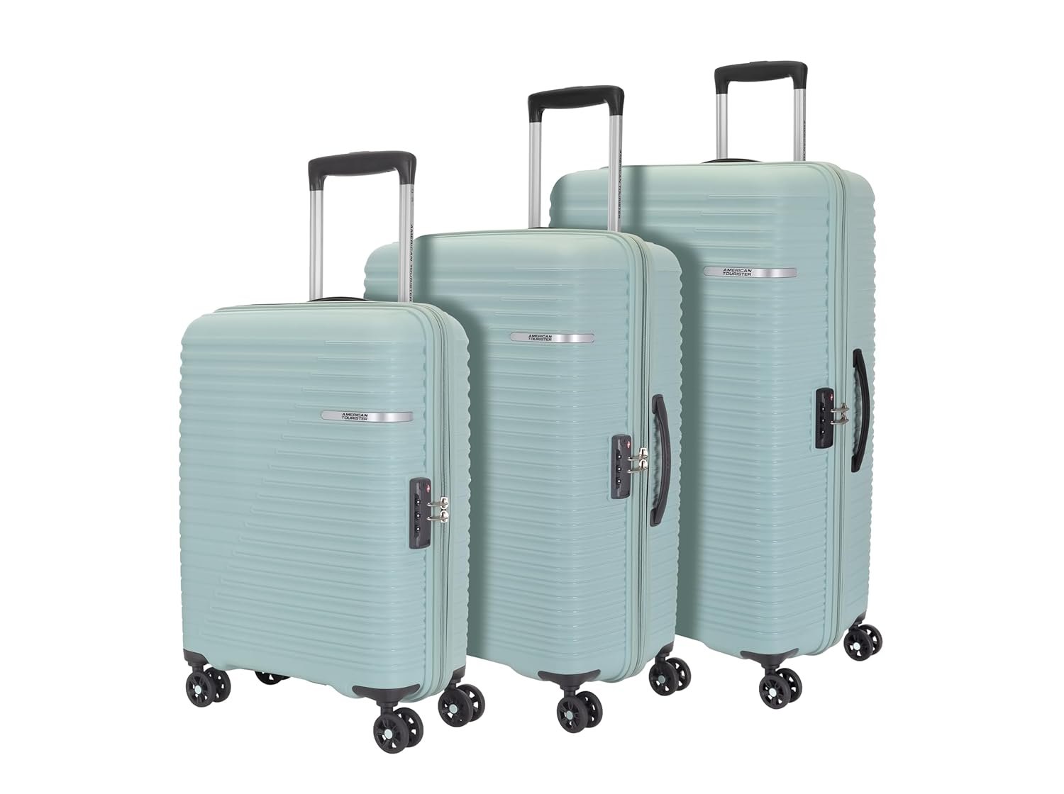 American Tourister PP Liftoff+ Trolley Bag with TSA Lock & 8 Wheel, Hard Check-in Suitcase for Travel with Double Wheel, Seafoam Blue, 55,67,79 cm (Small +Medium +Large), Set of 3Pc (ME5 (4) 11 90