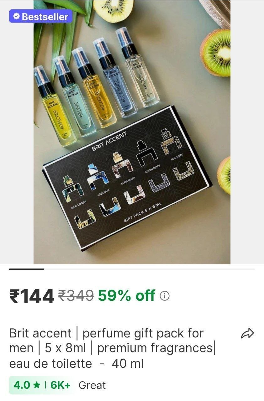 BRIT ACCENT | Perfume Gift Pack for Men | 5 x 8ml | Premium Fragrances| Eau de Toilette  -  40 ml Price in India - Buy BRIT ACCENT | Perfume Gift Pack for Men | 5 x 8ml | Premium Fragrances| Eau de To