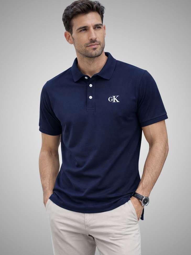 garimaknitwear typography men navy blue t shirt