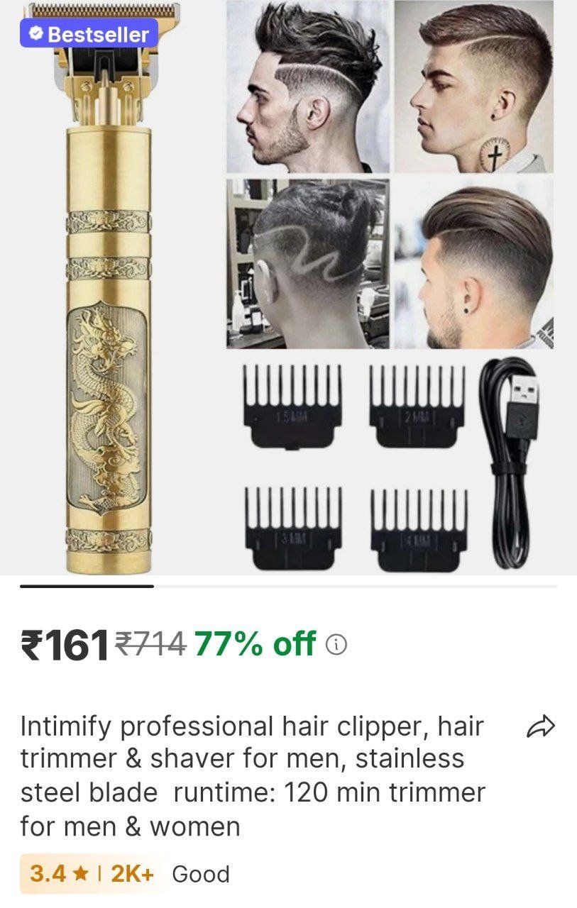 INTIMIFY Professional Hair Clipper, Hair Trimmer & Shaver For Men, Stainless Steel Blade  Runtime: 120 min Trimmer for Men & Women Price in India - Buy INTIMIFY Professional Hair Clipper, Hair