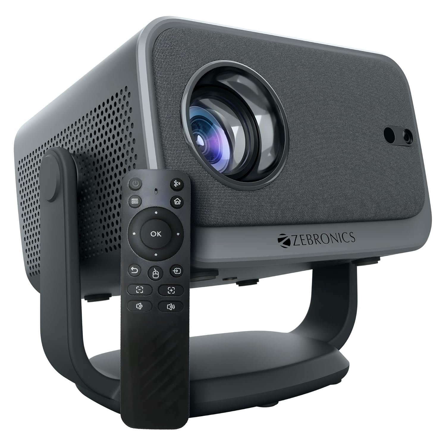 ZEBRONICS PIXAPLAY 67, Smart LED Projector, 9000 Lumens, 4K Support, 150 Inches Screen Size, Auto [ Focus | Keystone ], BT v5.2, HDMI, USB, RJ45, WiFi, 1080p Native, APP Support, BT Remote, Miracast