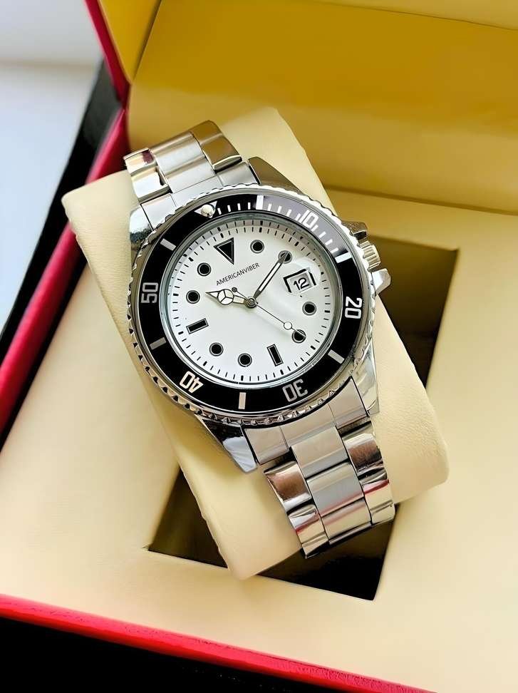 americanviber drm009 adjustable lock date function working black rim analog watch men