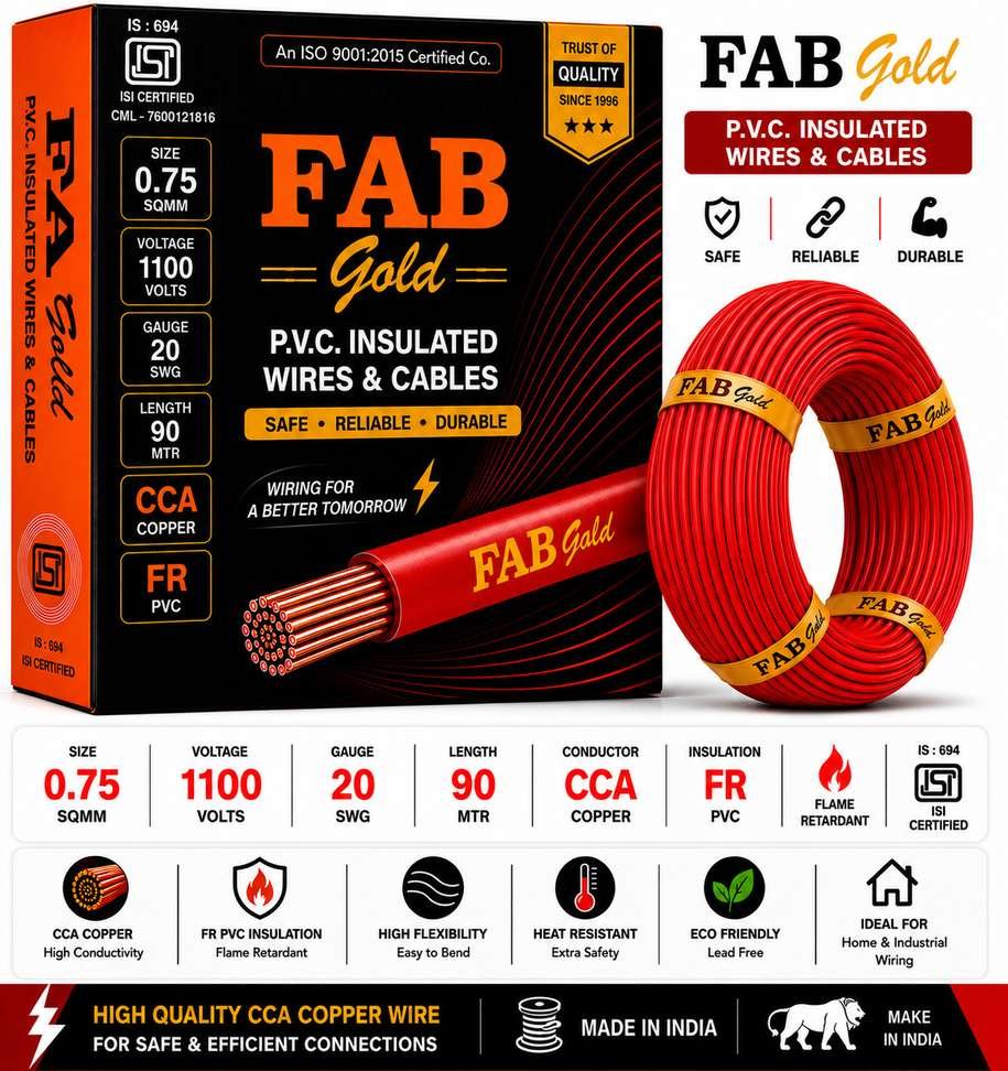 kripa fab gold 1 0 sqmm copper multi strand house fitting pvc electric wire cable 90m 1 sq mm red 30