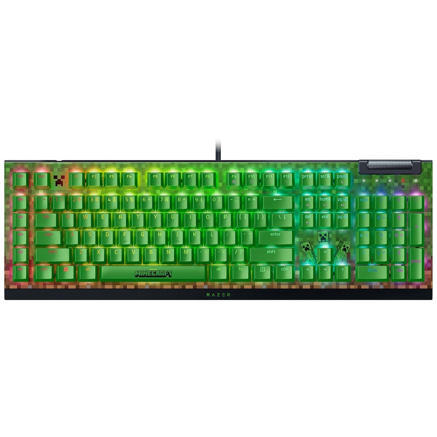 Razer BlackWidow V4 X Mechanical Gaming Keyboard: Green Switches Tactile & Clicky - 6 Macro Keys - Chroma RGB - Doubleshot ABS Keycaps - Sound Dampening & Stabilizers - Minecraft Edition