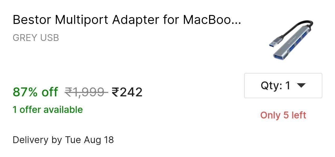 Bestor Multiport Adapter for MacBook Pro Air M1 4-in-1 4Port USB Hub Price in India - Buy Bestor Multiport Adapter for MacBook Pro Air M1 4-in-1 4Port USB Hub online at Shopsy.in