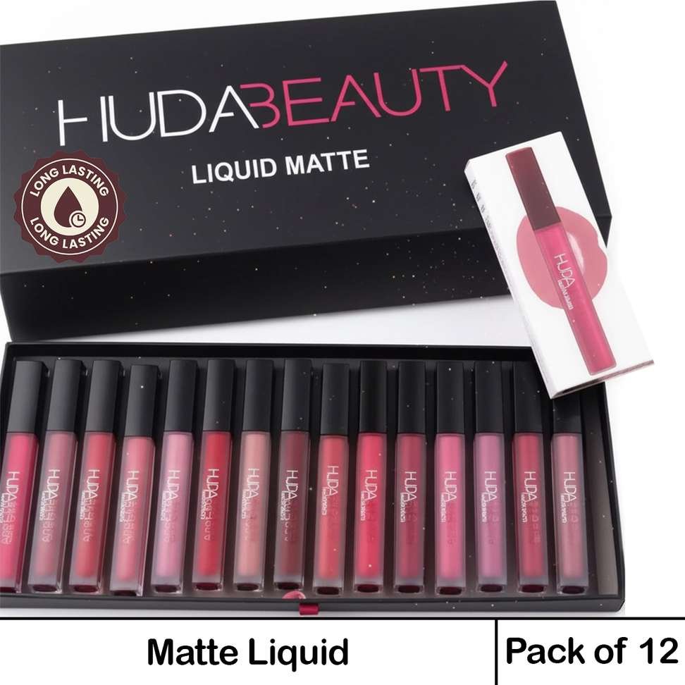 nattyu huda vibrant velvet matte liquid lip color set 12 hb2356