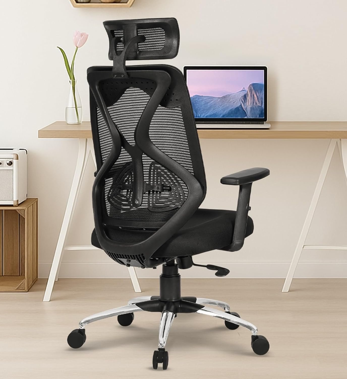 Da URBAN® Merlion Office Chair,High Back Mesh Ergonomic Home Office Desk Chair with 3 Years Warranty, Adjustable Armrests,Adjustable Lumbar Support,Tilt Lock Mechanism (Black)