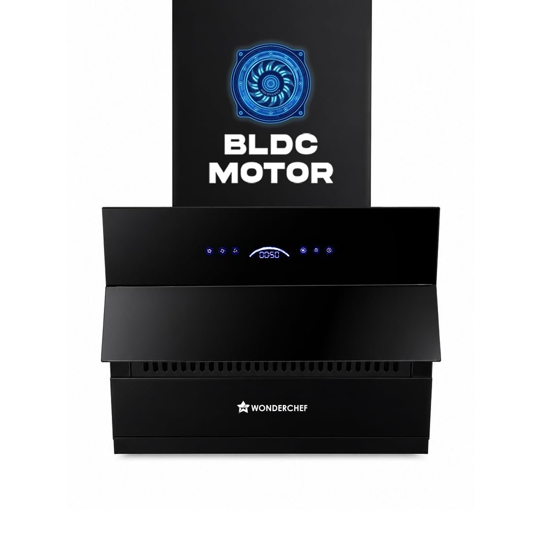 Wonderchef Ultra Slant 60cm Filterless Auto-clean Kitchen Chimney with Oil Collector, BLDC Motor, Suction 2000 m3/hr, Motion Sensor + Touch Control, 15-Yr Warranty on Motor & 5-Yr Comprehensive, B