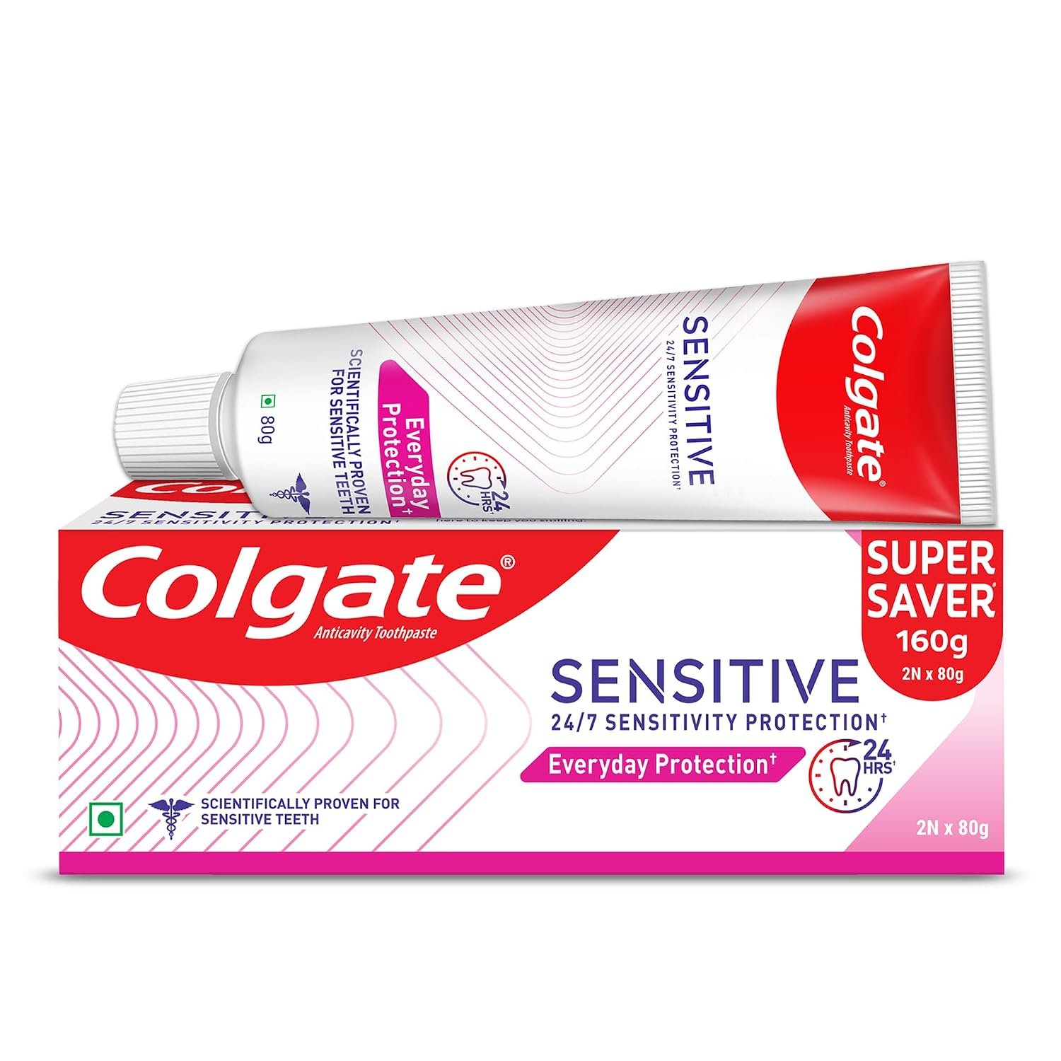 Colgate Sensitive Everyday Protection Toothpaste, Combo Pack Of 160g (80g X 2), Specifically Developed For Sensitive Teeth & Healthy Gums, Colgate Toothpaste For Prevention Of Cavities & Plaqu