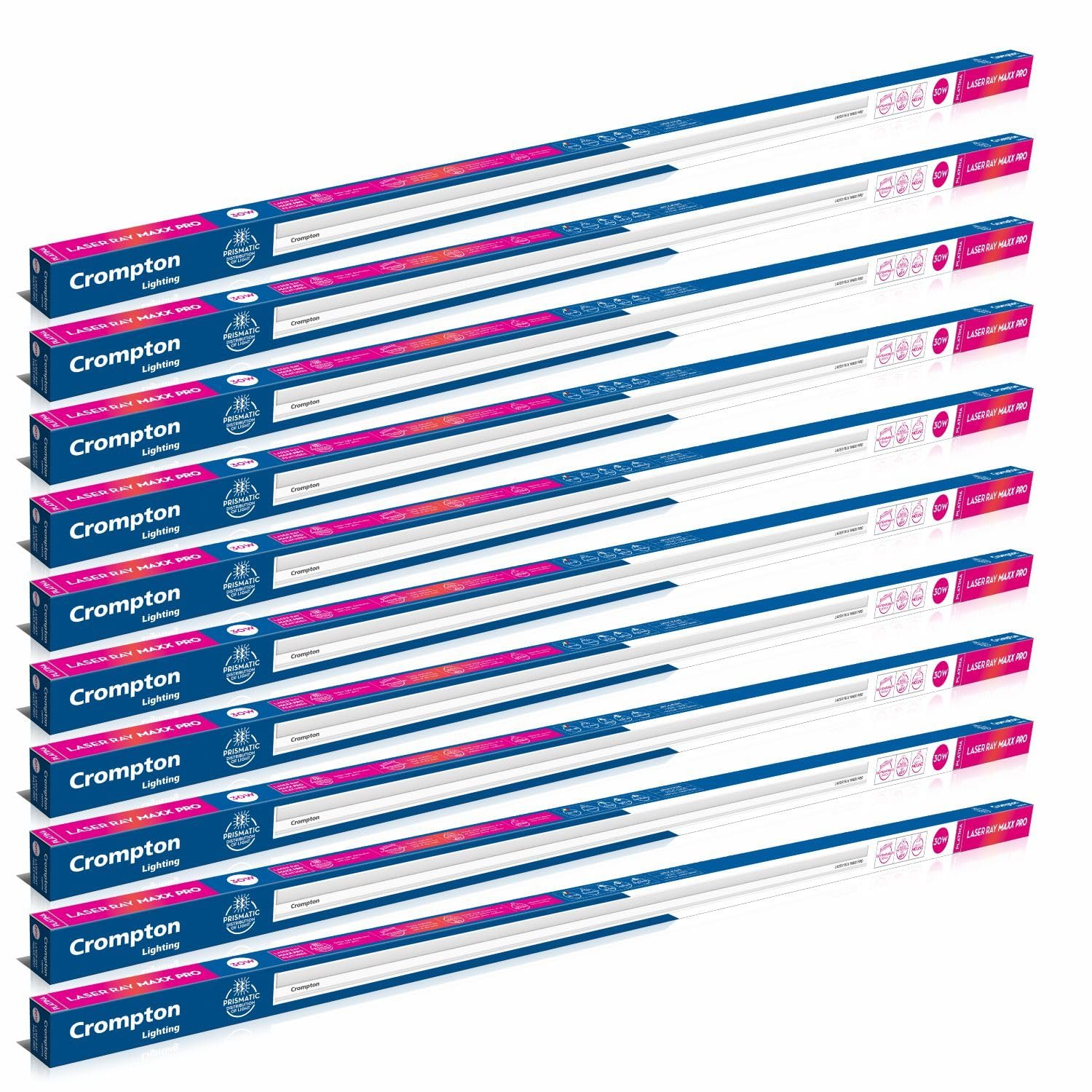 Crompton Laser Ray Maxx Pro 30W LED Batten | Energy Efficient Batten for Home | Warm White | Pack of 10