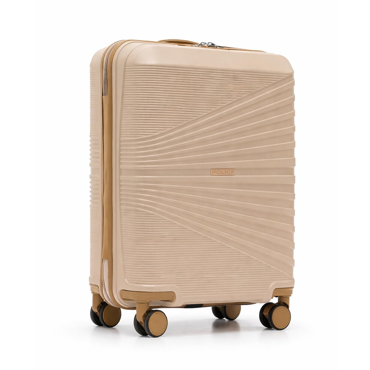 Police Origine Cabin Trolley | 65L Capacity TSA Lock 8 Smooth 360° Spinner Wheels Telescopic Handle PP Hard Shell | Lightweight 20" Cabin Luggage for Travel & Weekend Trips (Beige/TAN) (Baby p