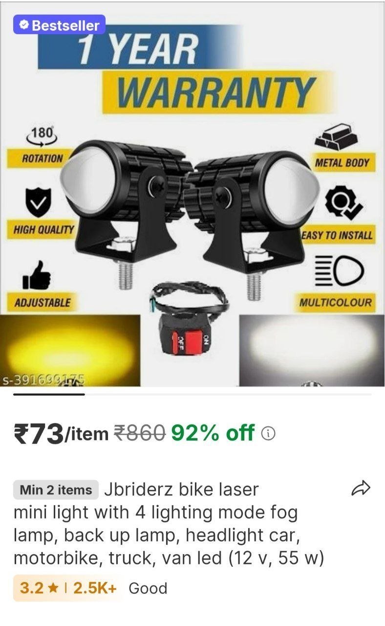 JBRIDERZ Bike Laser Mini light with 4 lighting mode Fog Lamp, Back Up Lamp, Headlight Car, Motorbike, Truck, Van LED (12 V, 55 W) Price in India - Buy JBRIDERZ Bike Laser Mini light with 4 lighting mo