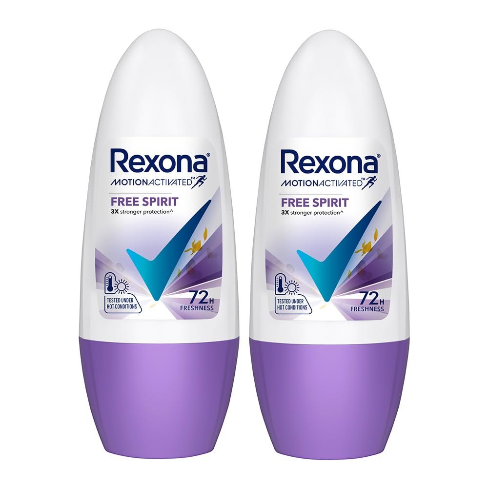 Rexona Motion Activated Roll-On | Free Spirit Underarm Deodorant for Women | up to 72Hr sweat+odour defence | 45 ML (Pack of 2)