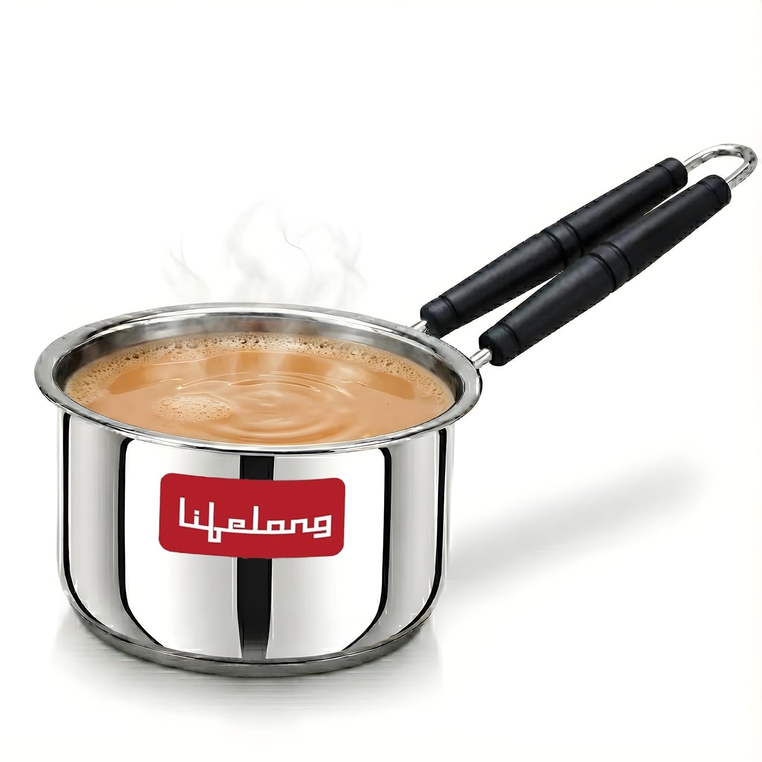 Lifelong Stainless Steel Heavy Bottom Saucepan | 1.5liter, 17cm Saucepan with Handle | Milk & Tea Boiling Pot for Kitchen | Induction & Gas Stove Compatible | Durable and Easy to Clean (LLSSP1