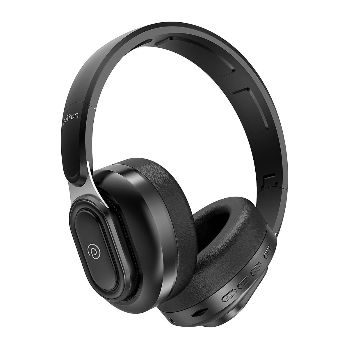 pTron Studio Urban V2, 40dB ANC Wireless Over-Ear Headphones, 65Hrs Playtime, Dual-device Pairing, 40mm Bass Drivers, TruTalk AI-ENC Calls, Custom EQ, 3.5mm Aux, Bluetooth v6.0, Type C Charging (Onyx)