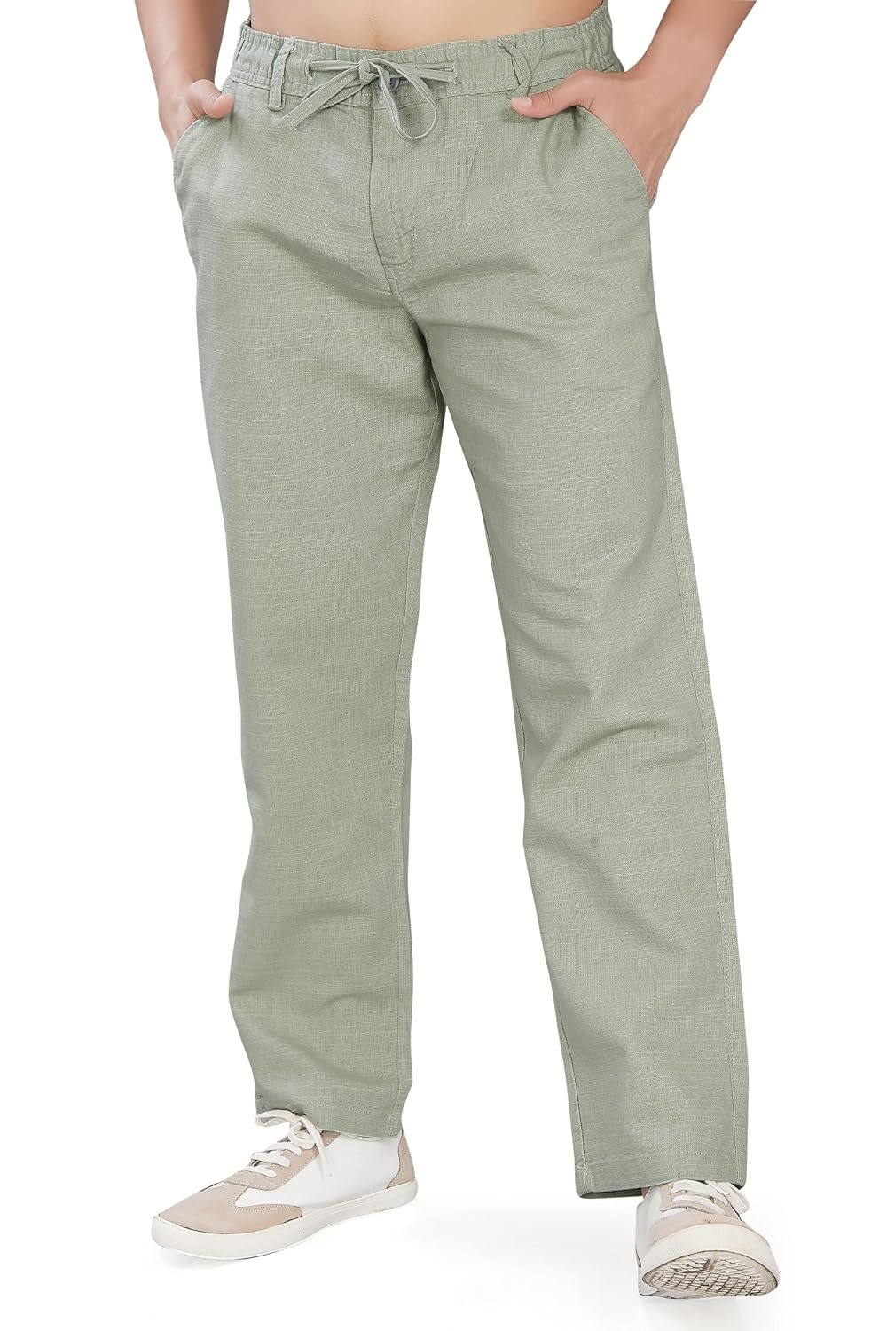 DIVISIVE Men's Relaxed Fit Cotton Linen Blend Trousers