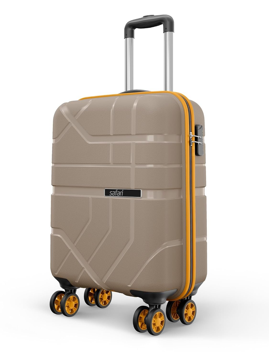 Safari Broadway 8 Wheels 55cm Cabin Size Trolley Bag, Hard Case Polypropylene, 360 Degree Wheeling Carry-on Luggage for Men & Women, Suitcase for Travel, Trolley Bags for Travel, Fossil