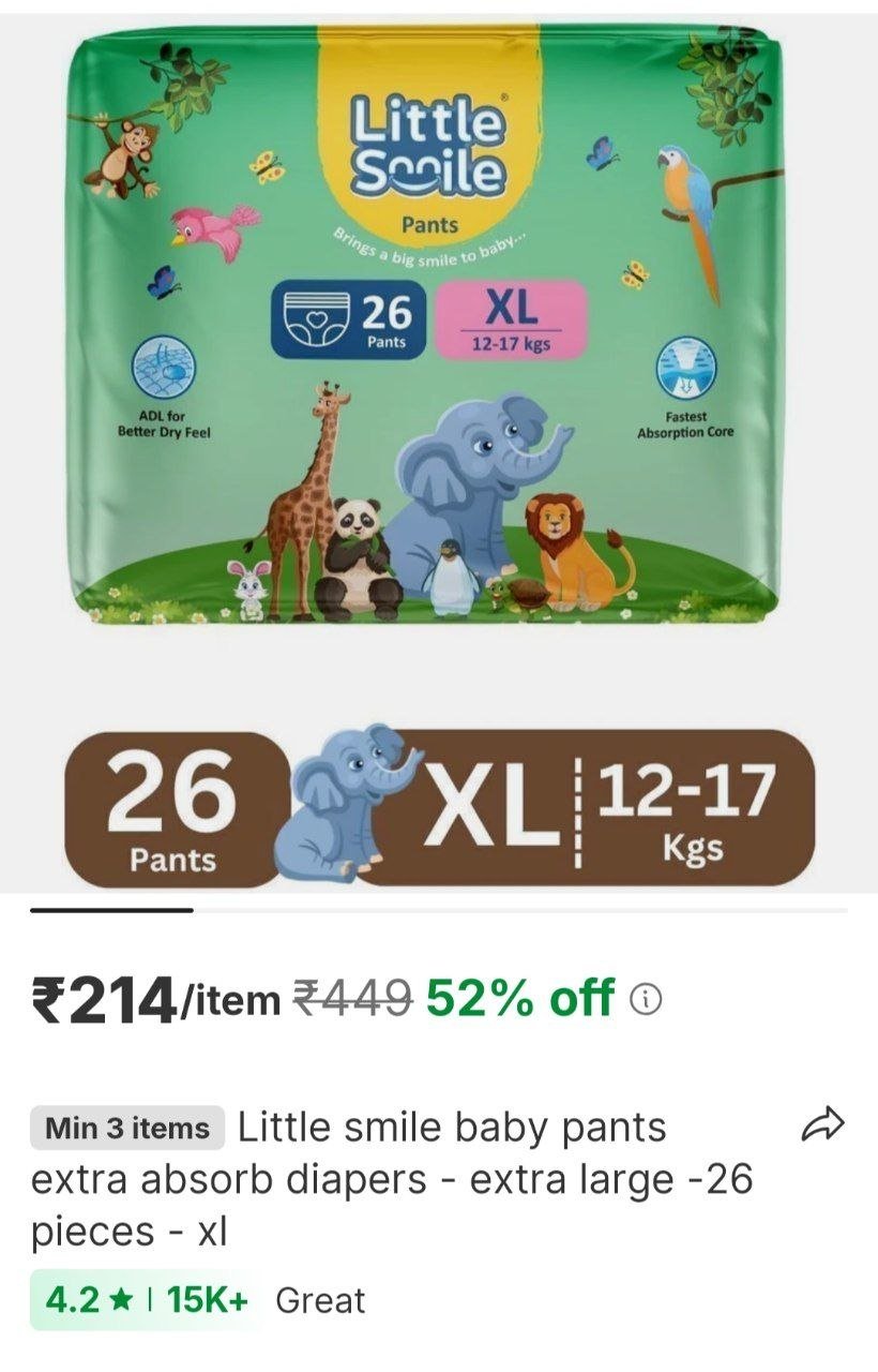 Little Smile Baby Pants Extra Absorb Diapers - Extra Large -26 Pieces - XL Price in India - Buy Little Smile Baby Pants Extra Absorb Diapers - Extra Large -26 Pieces - XL online at Shopsy.in