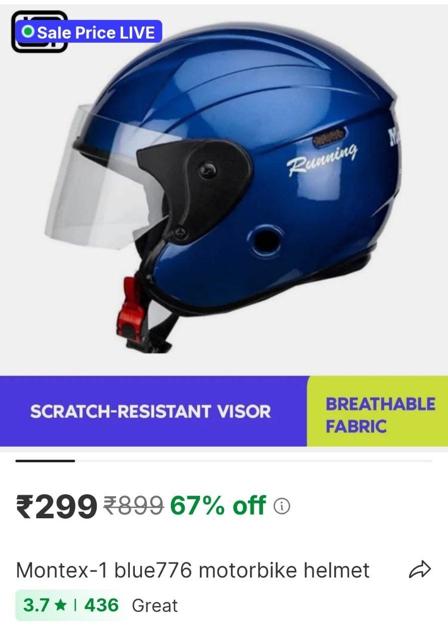 MonteX-1 Blue776 Motorbike Helmet Price in India - Buy MonteX-1 Blue776 Motorbike Helmet online at Shopsy.in
