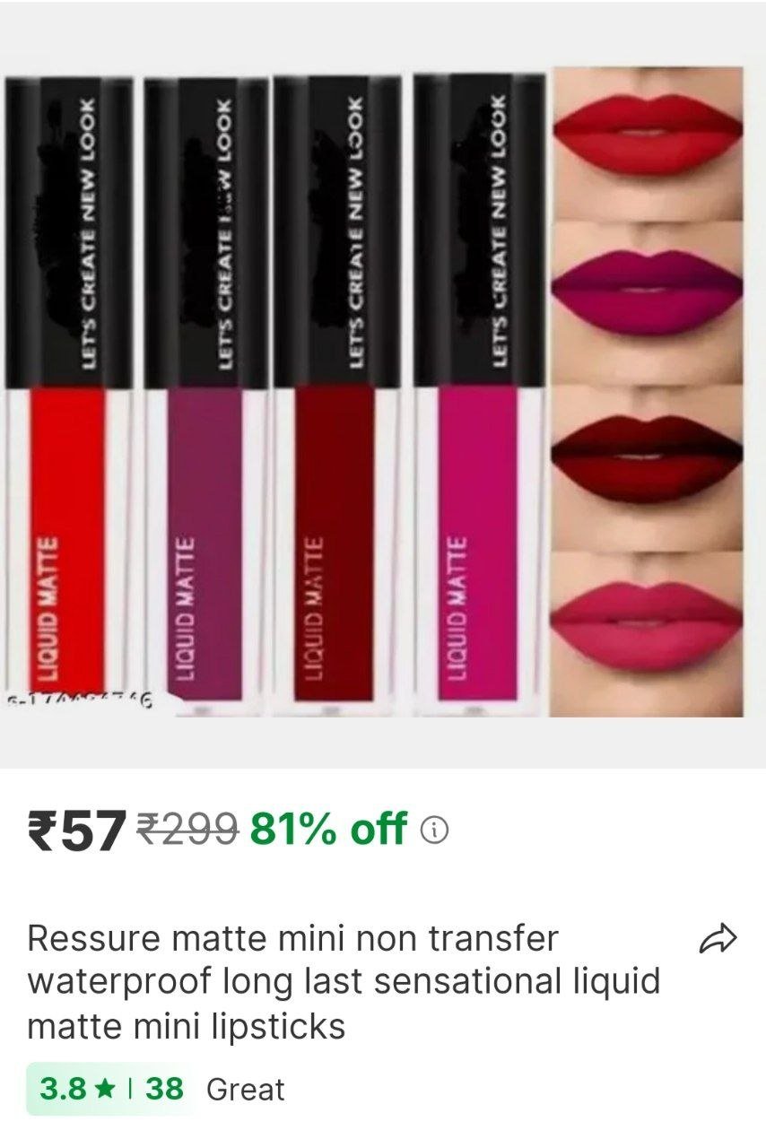Ressure Matte Mini Non Transfer Waterproof Long last Sensational Liquid Matte Mini Lipsticks Price in India - Buy Ressure Matte Mini Non Transfer Waterproof Long last Sensational Liquid Matte Mini Lip