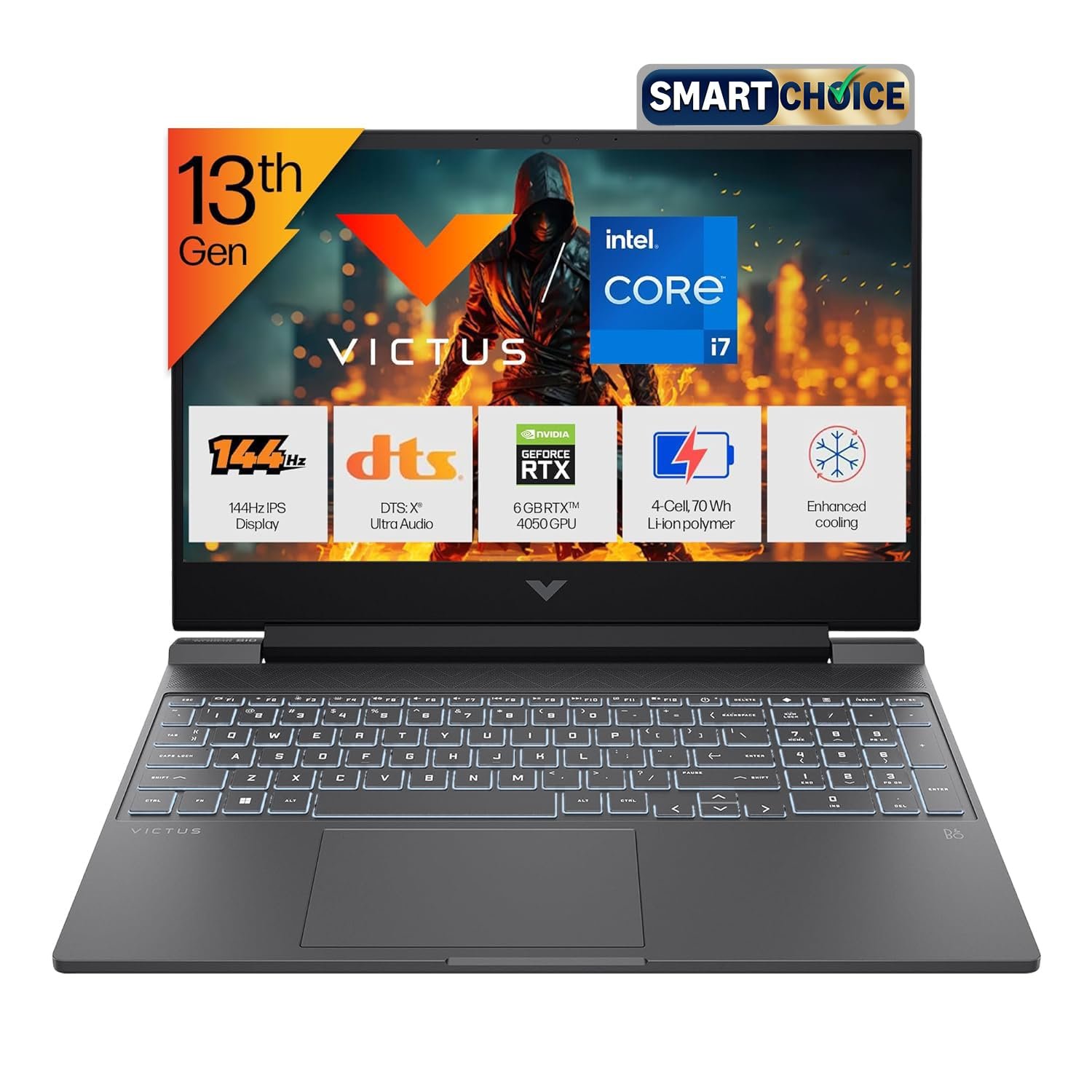 HP Smartchoice Victus, 13th Gen i7-13620H, 6GB RTX 4050, 16GB DDR4(Upgradeable) 512GB SSD, 144Hz, 300nits, 15.6''/39.6cm, Win11, Office24, Mica Silver, 2.3kg, fa2100tx, Xbox Gamepass* Gaming L