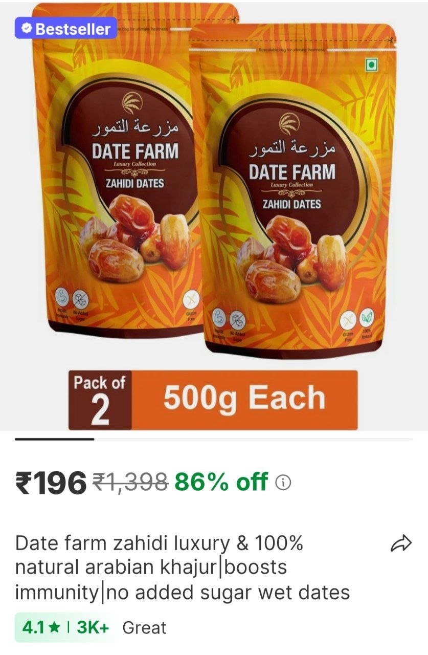 DATE FARM Zahidi Luxury & 100% Natural Arabian Khajur|Boosts Immunity|No Added Sugar Wet Dates Price in India - Buy DATE FARM Zahidi Luxury & 100% Natural Arabian Khajur|Boosts Immunity|No Add