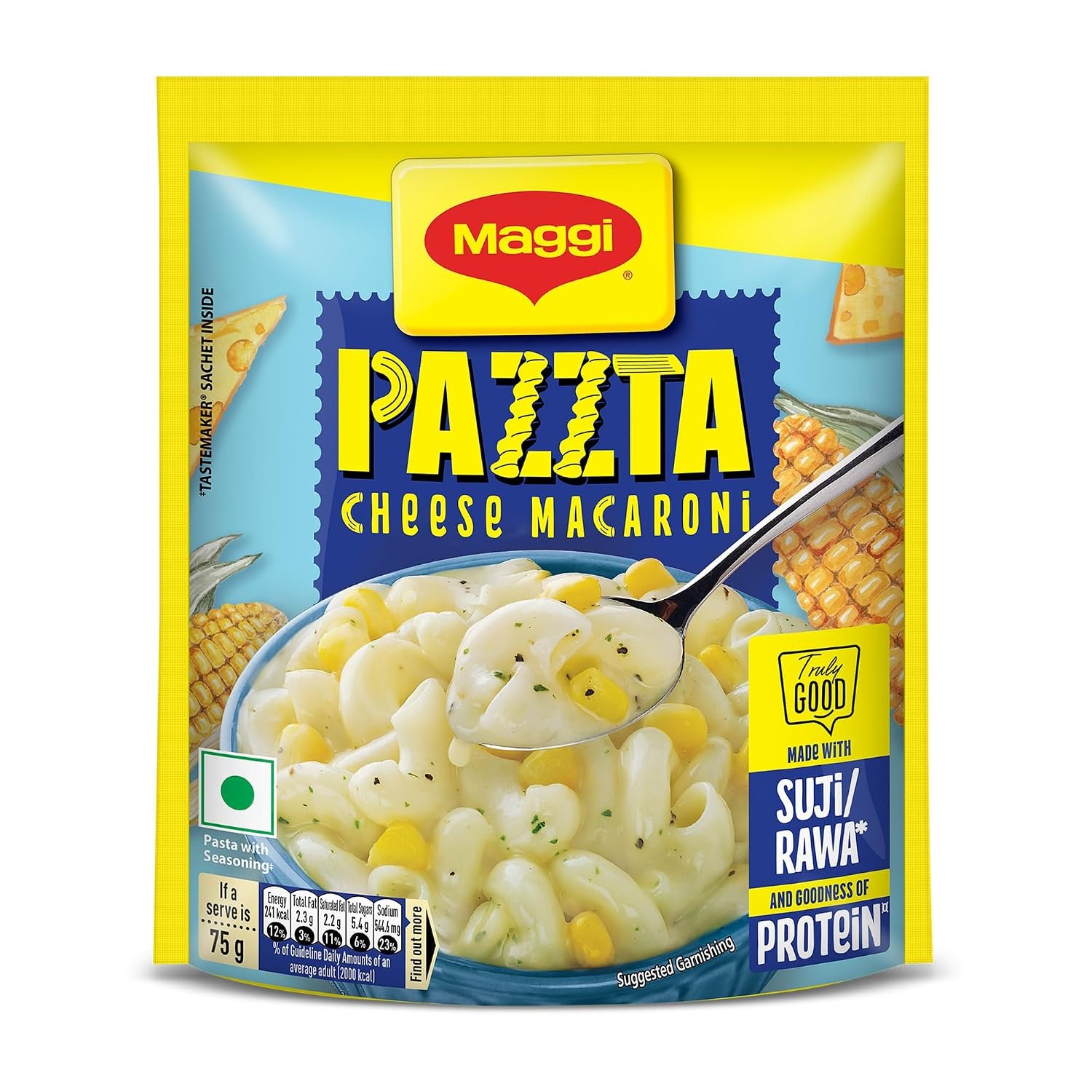 MAGGI PAZZTA Cheese Macaroni, Instant Pasta, 75g | Cheesy Macaroni Pasta made with Suji. Quick and easy instant pasta for any time snacking