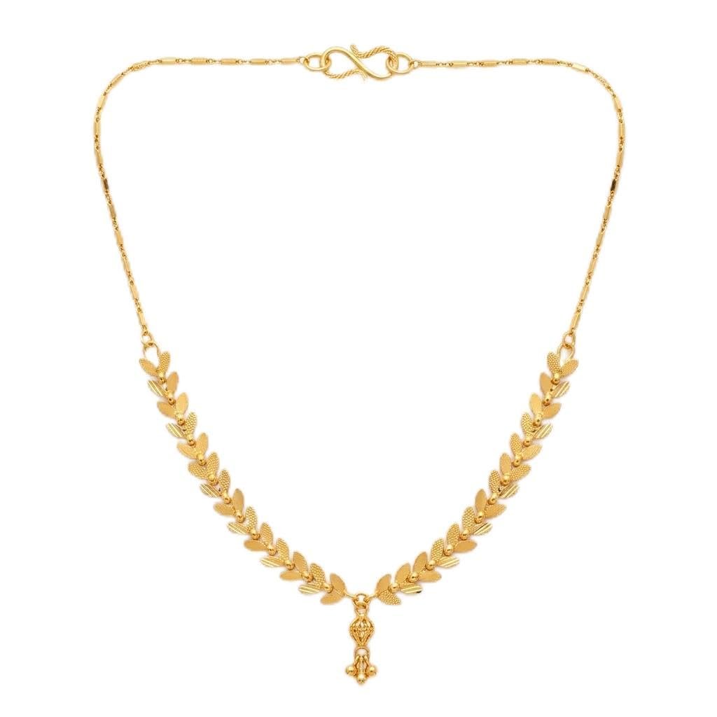 Elegant Gold Leaf Pattern Necklace with Pendant | Lightweight & Comfortable