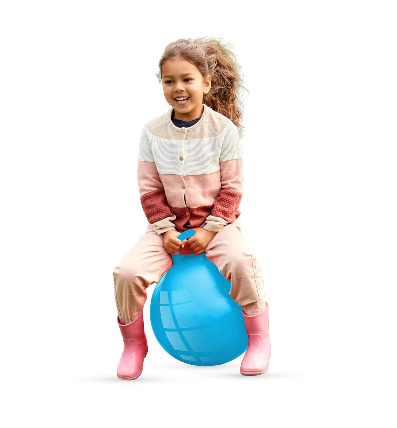 Amazon Brand - Jam & Honey Hop Ball for Kids 3+ Years, BIS Certified Safe for Kids, 45 cm Jumping Bouncing Ball with Handle, Indoor Outdoor Activity Toy for Balance & Exercise