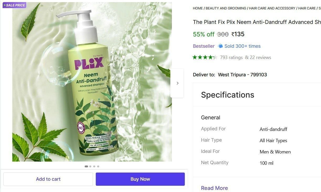 The Plant Fix Plix Neem Anti-Dandruff Advanced Shampoo | Piractone Olamine & Pentavitin® Price in India - Buy The Plant Fix Plix Neem Anti-Dandruff Advanced Shampoo | Piractone Olamine & Penta