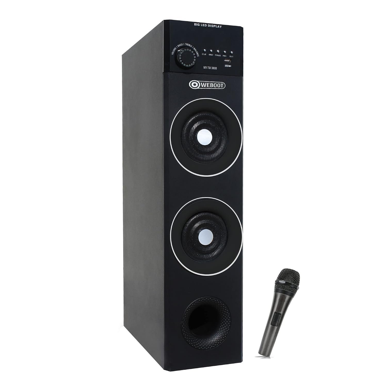 25" Euphony 90W Bluetooth Tower Speaker with MIC/Party Speaker/Home Theatre with Extra Powerful Bass, Mic Support/ 8" Subwoofer/Dual 4 inch Satellites, USB, SD Card, Bluetooth, AUX, FM