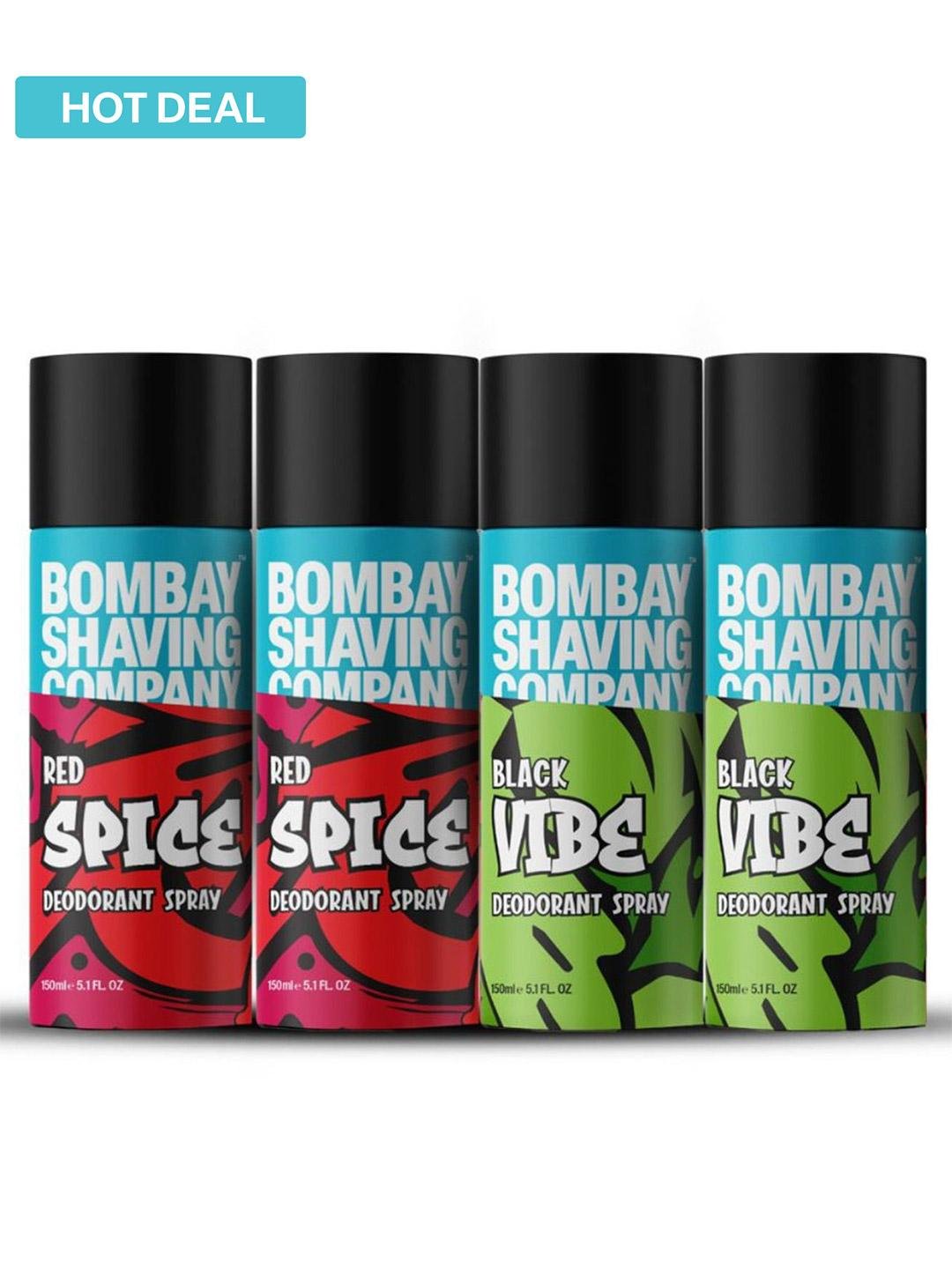 Buy Bombay Shaving Company Men Set Of 2 Red Spice & 2 Black Vibe Deodorant Spray    150ml Each -  - Personal Care for Men