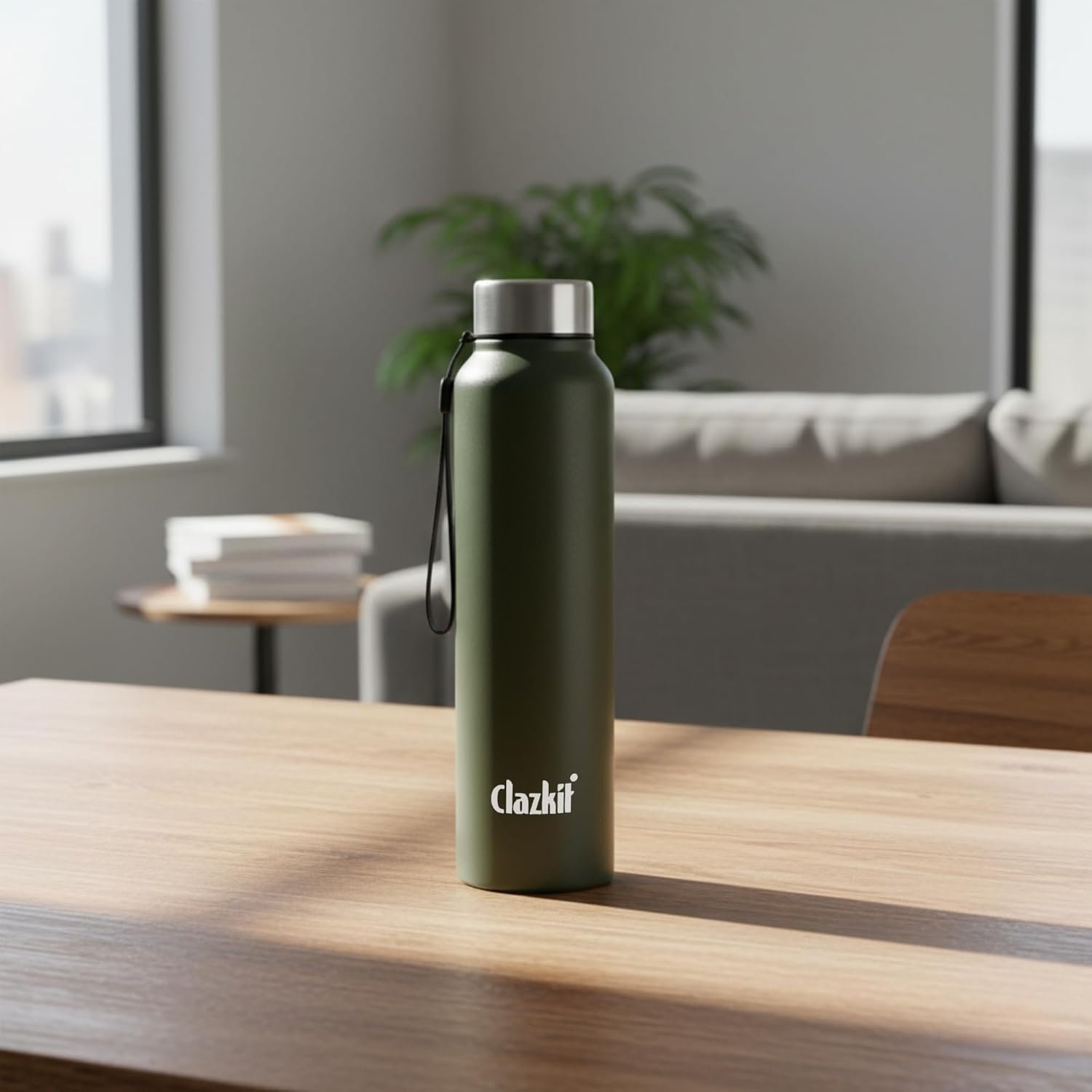 Clazkit Alpha Pro Classic Stainless Steel Water Bottle Single Wall 1000ml| Lightweight, Leak-Proof, Reusable | Ideal for School Kid, Office, Gym & Travel | Green