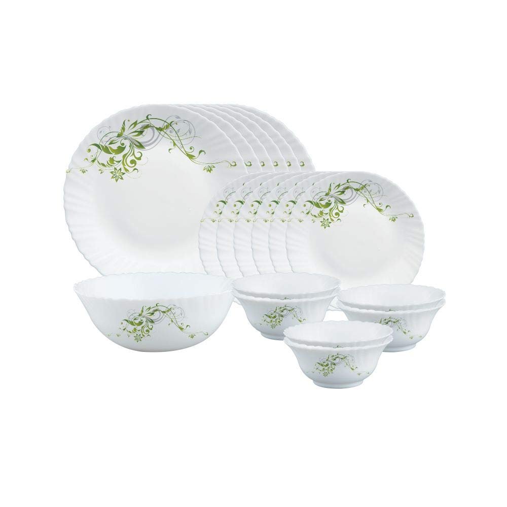 Larah by Borosil Erba Opalware Dinner Set, 19 Pieces, White