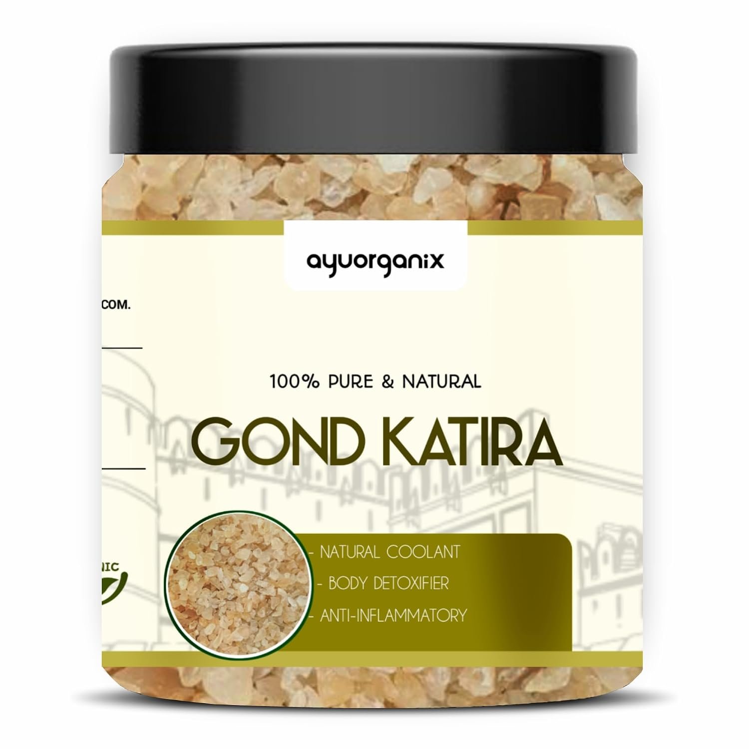 AYUORGANIX Gond Katira 350g – 100% Natural & Edible Tragacanth Gum | Ayurvedic Cooling Herb for Summer Drinks, Digestion & Skin Care | Organic Gond for Falooda, Sharbat & Weight Management