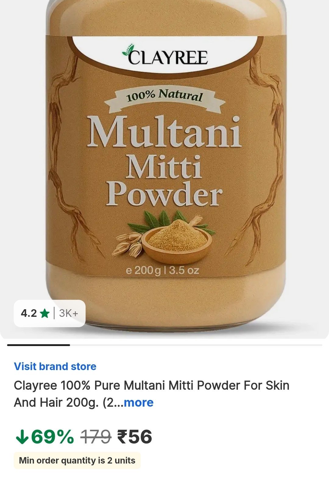 Clayree 100% Pure Multani Mitti Powder For Skin And Hair 200g. - Price in India, Buy Clayree 100% Pure Multani Mitti Powder For Skin And Hair 200g. Online In India, Reviews, Ratings & Features | F