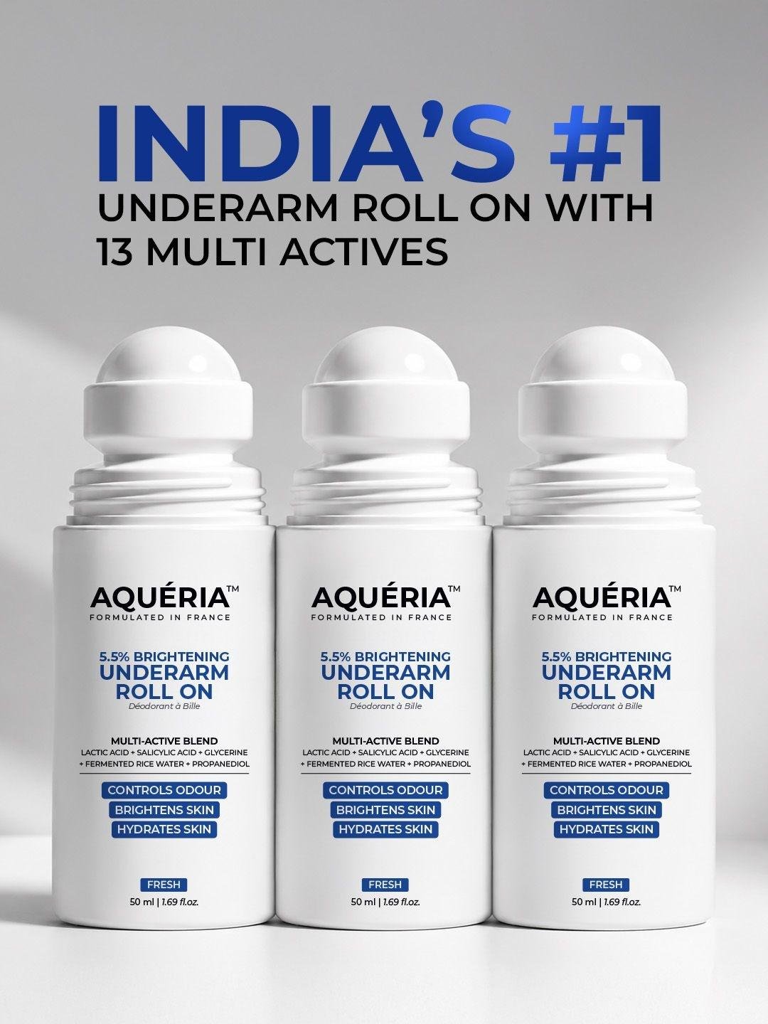 Buy Aqueria Set Of 3 5.5% AHA BHA Brightening Underarm Roll On   50 Ml Each -  - Personal Care for Unisex