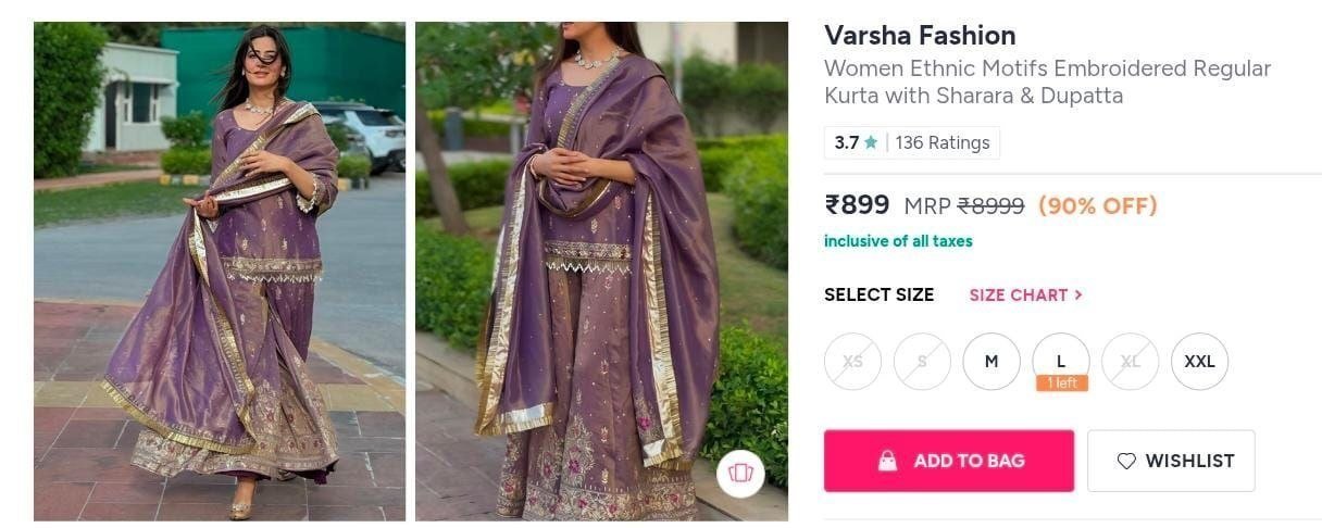 Buy Varsha Fashion Women Ethnic Motifs Embroidered Regular Kurta With Sharara & Dupatta -  - Apparel for Women