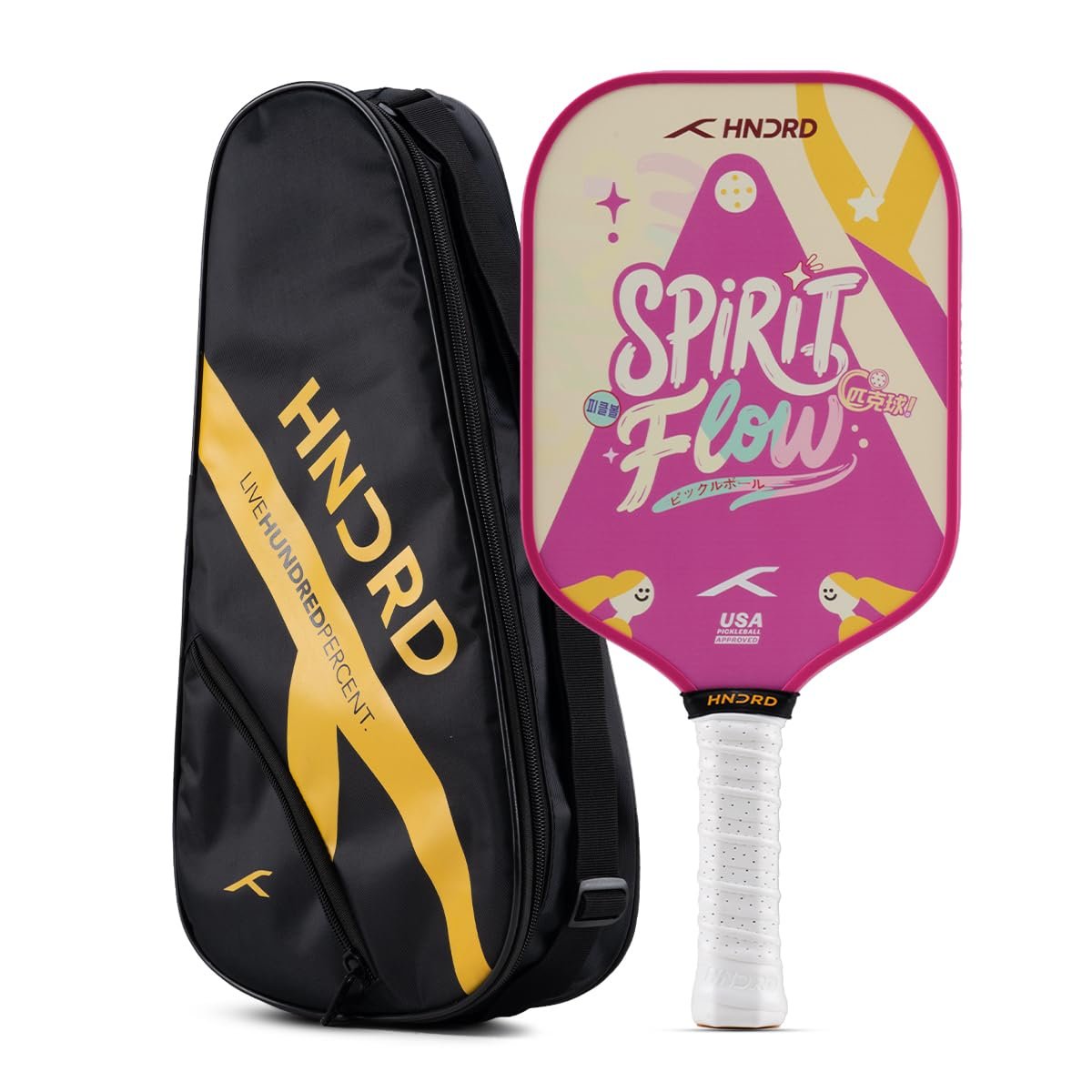 Hundred Spirit X Flow - Pickleball Paddle | 13mm Core | Wide Body Power Paddle | Enhanced Sweet Spot | Ideal for Beginners & Intermediate Players | Free Paddle Bag