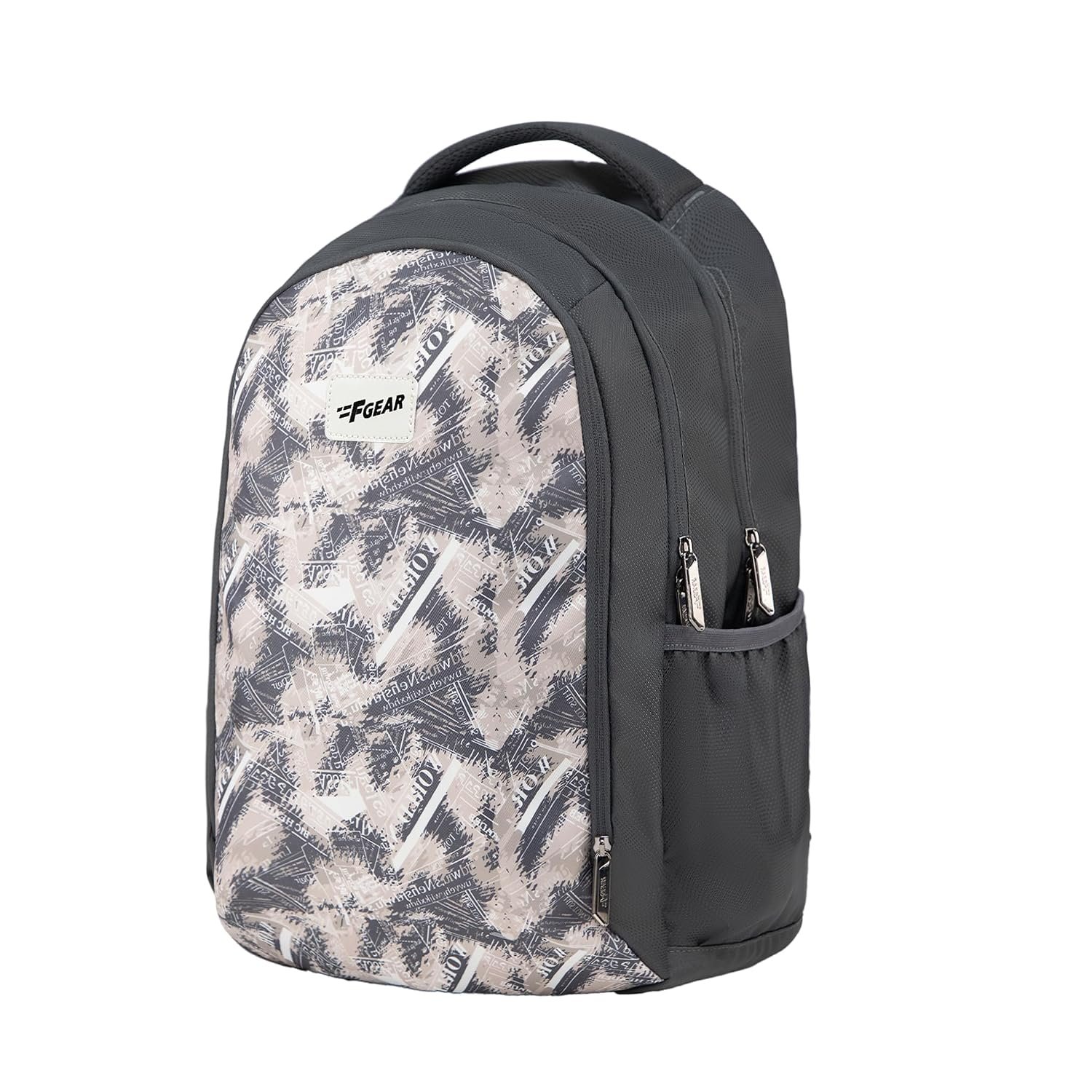 F Gear Shinra Grey 34L School Backpack|3 Compartments|Airflow Padded Back Panel|Lightweight, Durable & Comfortable with water Bottle Holders|Ideal for School, College, Office & Travel