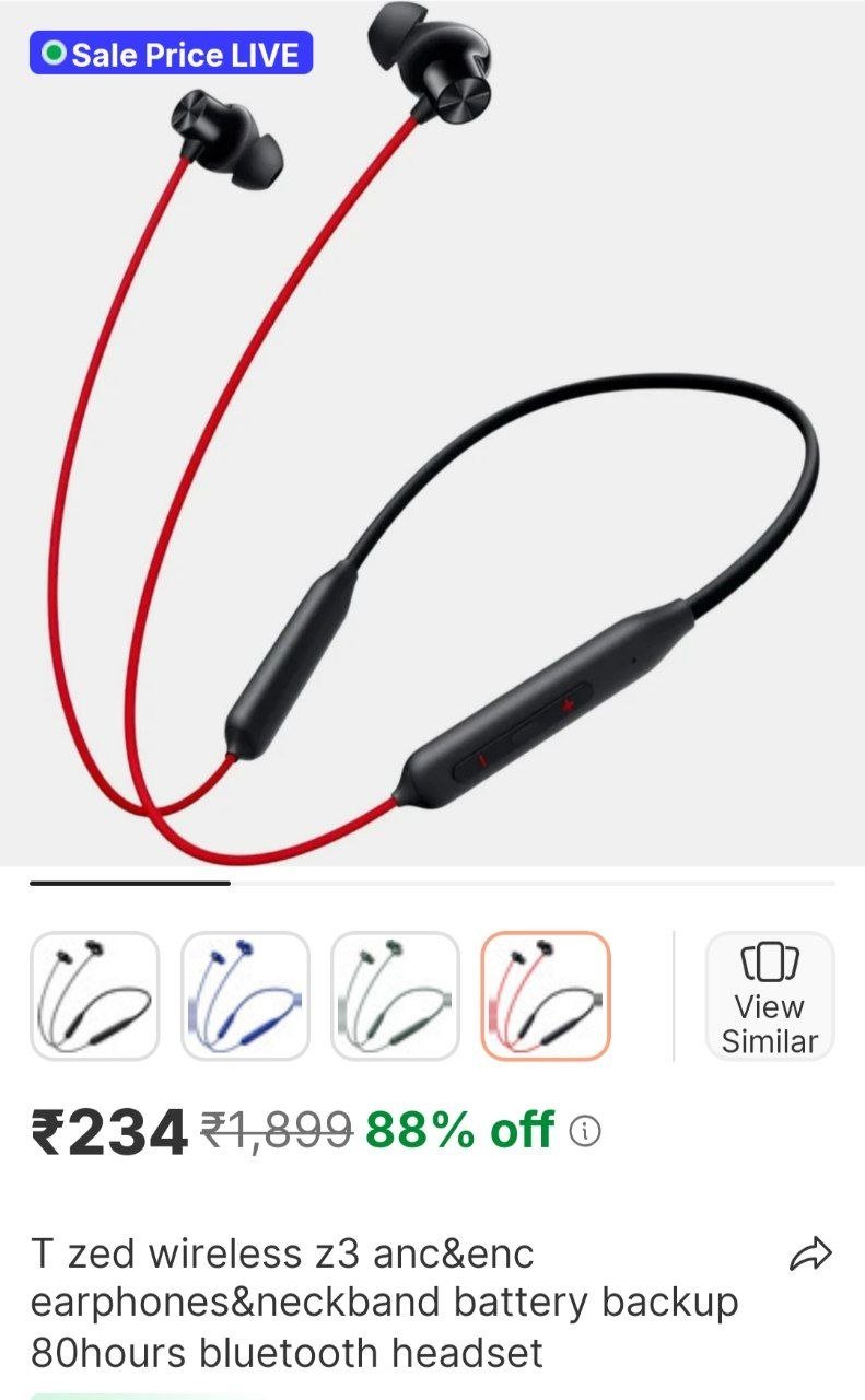T ZED Wireless Z3 ANC&ENC Earphones&Neckband Battery Backup 80Hours Bluetooth Headset Price in India - Buy T ZED Wireless Z3 ANC&ENC Earphones&Neckband Battery Backup 80Hours Bluetooth