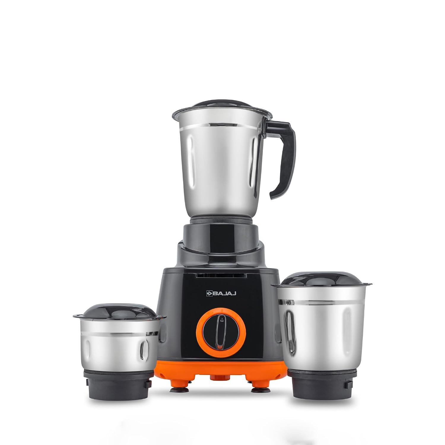 Bajaj Rex 500W Mixer Grinder | 3 Stainless Steel Jars with Multifunctional Blades | Nutri-Pro Feature for Efficient Grinding & Blending | Adjustable Speed Control | 1 Year Warranty | Black & O