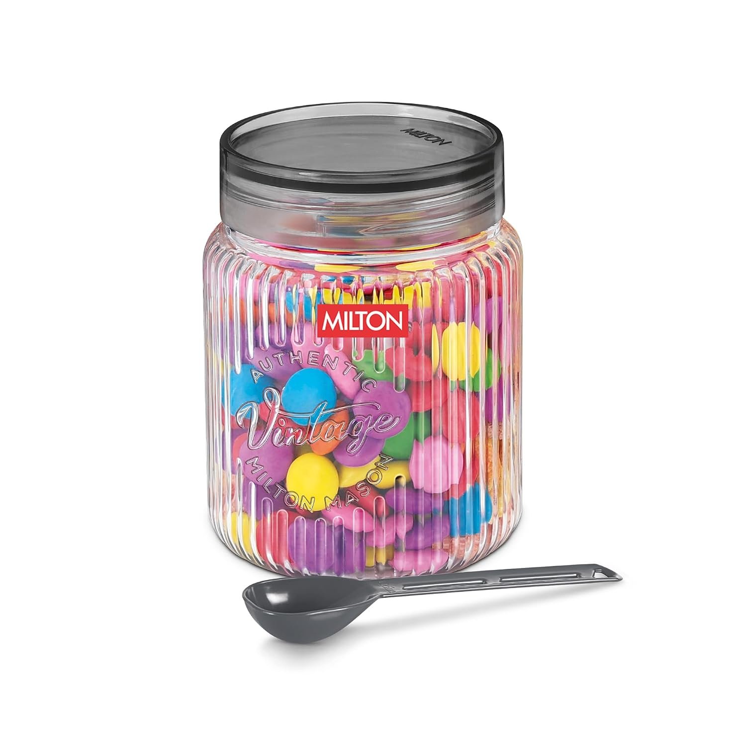 MILTON Olive Airtight Containers with Spoons for Kitchen Storage, Food Grade, BPA-Free Plastic, Stackable & Transparent Organizer Jar, Masala Dabba, Ideal for Tea, Coffee, Sugar, Dry Fruits, Snack