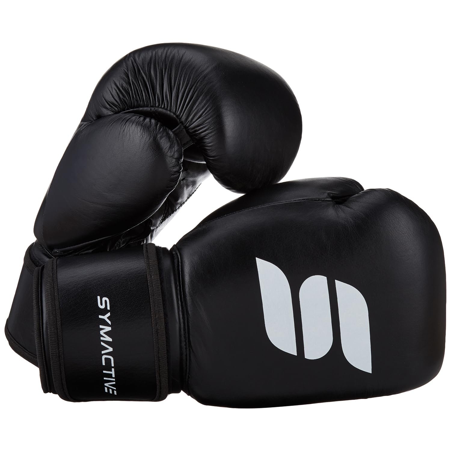 Amazon Brand – Symactive Leather Boxing Gloves for Men & Women |16 Oz |Training & Sparring Gloves with High-Density Padding | Black
