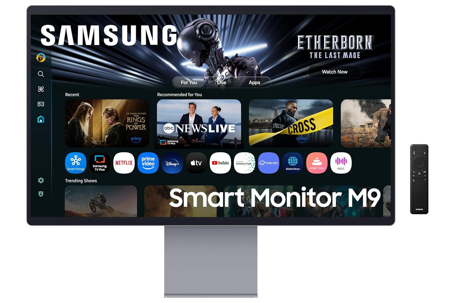 Samsung 32"(80cm) M9 OLED Vision AI Smart Monitor|UHD QD-OLED 3840 x 2160|165Hz|0.03ms|Inbuilt Camera|Smart TV Apps|Type C|Apple AirPlay|Gaming Bar|Speakers|Wi-Fi|Bluetooth|LS32FM900SWXXL|CarbonSi